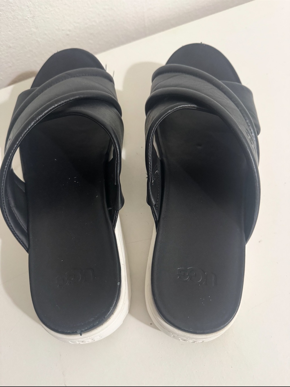 UGG Zayne Crossband Slide in Black and White Platform Size 10 - Picture 5 of 9